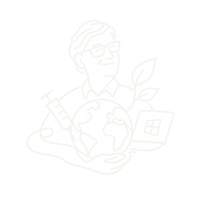 Editorial illustration representing Bill Gates.