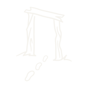 Continuous-line editorial illustration representing Lost Colony of Roanoke.