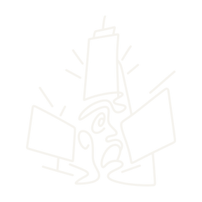 Continuous-line editorial illustration representing Times Square, New York City.