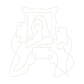 Continuous-line editorial illustration representing Mona Lisa at the Louvre, Paris.