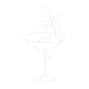 Continuous-line editorial illustration representing Mykonos, Greece.