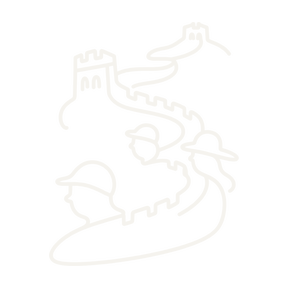 Continuous-line editorial illustration representing Great Wall of China (Badaling).